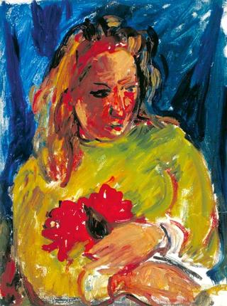 Mary Keene, Holding Red Flowers I