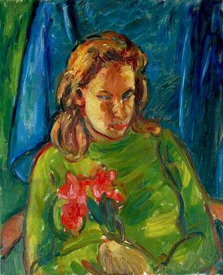 Mary Keene, Holding Red Flowers II