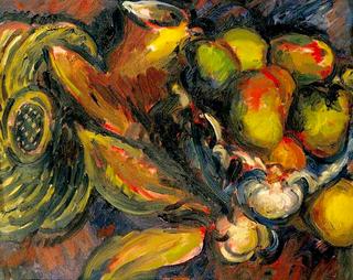 Still Life with Fruit and Leaves