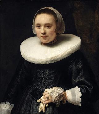 一个戴手套的女人的画像
