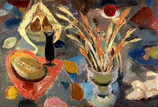 Still Life with Scattered Fruit and Grasses