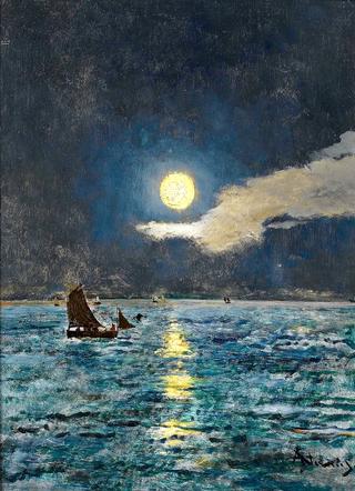 Fishing Boats in the Moonlight