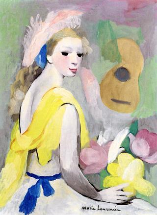 Woman with a Guitar and Flowers