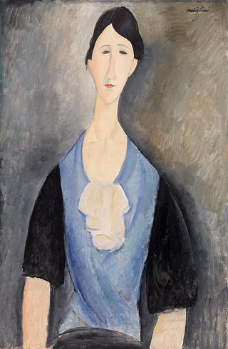 Young woman in blue