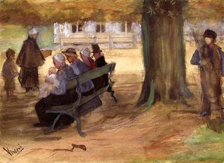 People Sitting on a Bench in Bezuidenhout, The Hague