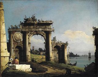 Capriccio with a triumphal arch ruins
