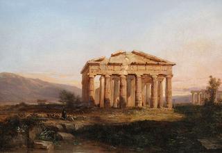 The Temple at Paestum in Evening Light