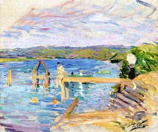 Bathers on a Jetty by the Sea