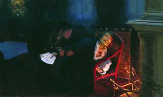 Writer Nikolai Gogol Burning His Notes