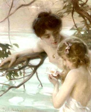 Mother and Daughter Bathing