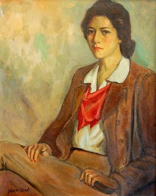 Seated Woman in a Brown Riding Habit with a Red Neckerchief