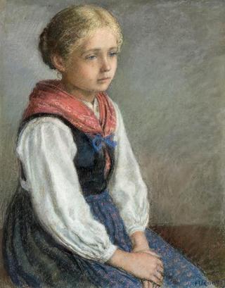 Young Valaisanne with Red Shawl