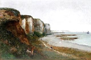 Walk at the foot of a cliff in Normandy