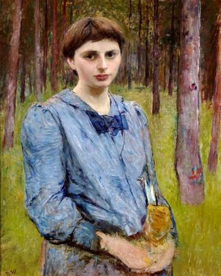 Young Woman in a Blue Dress