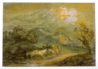 Upland Landscape with Figures, Riders and Cattle