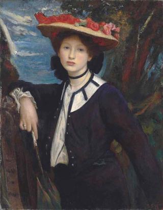 Portrait of a lady holding a parasol