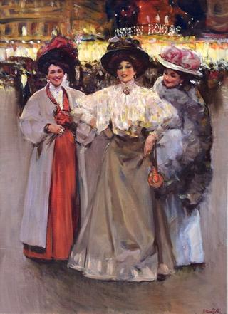 Three elegant ladies in Paris