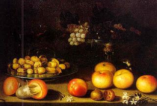 Still Life with Chestnuts, Grapes, Fruits and Weasel on a Table