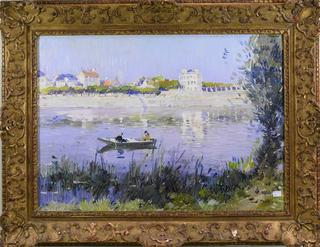 River Landscape with Boaters
