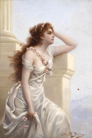 A young beauty with a wreath of roses