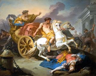 Tullie faisant passer son char sur le corps de son père (Tullie and chariot mount her father's body)