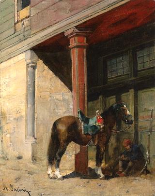 A Resting Guard with His Horse
