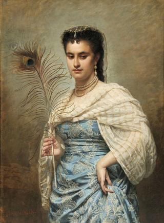 Woman with a Peacock Feather
