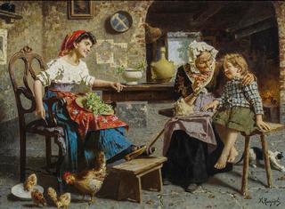 Interior with Grandmother and Granddaughter