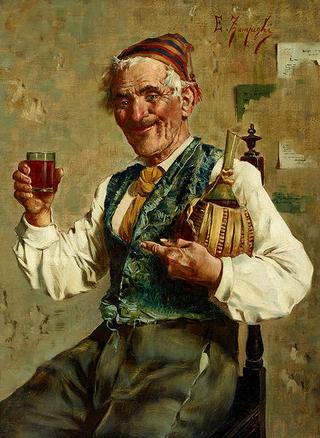 An Old Man Drinking Wine