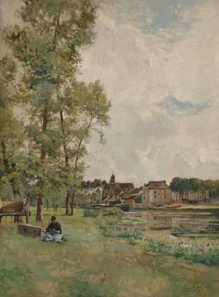 Woman Sewing on the Banks of the Loing, Moret