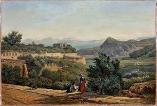 Draftsman in front of a landscape in Ischia