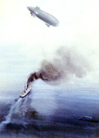 S. S. Airship Warning a Food Vessel of a Submarine