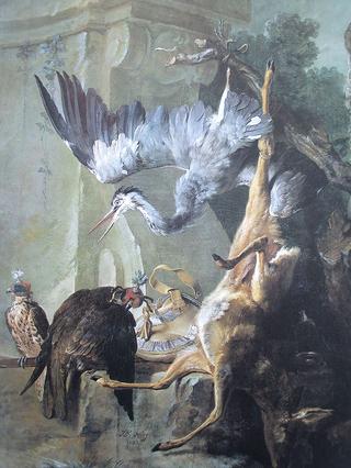 Hunting still-life with a dead deer