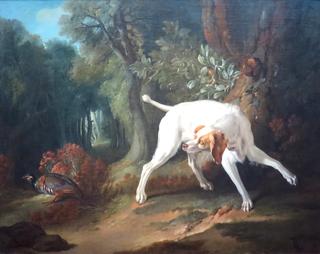 Pointer and Partridge in a Landscape