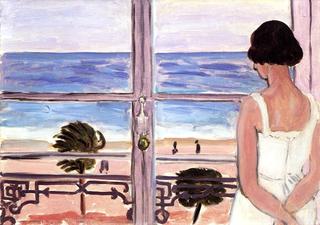 Young Woman by the Window, Turbulent Sea