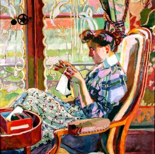 Woman Embroidering at the Window