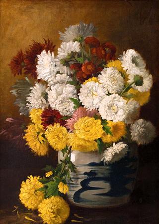 Chrysanthemums in a Canton Vase