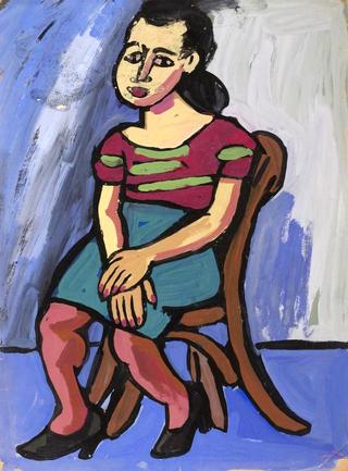 Seated Woman in Red Blouse