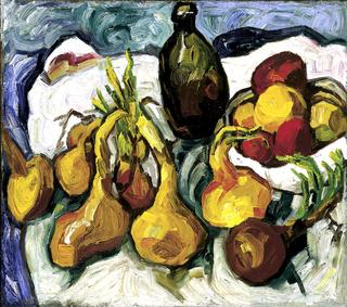 Still Life with Onions, Jug and Fruit