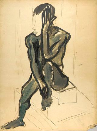Seated Male Model with Raised Leg
