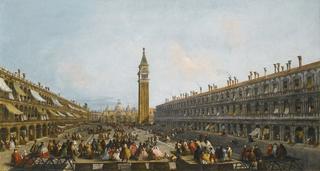 Venice, a view of the Piazza San Marco with the uscita in pozzetta of Doge Pietro Grimani on 30 June