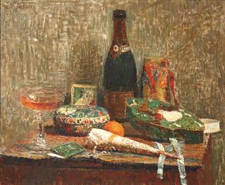 Still Life with Bottle of Champagne