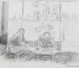 Old Couple in Cafe, study