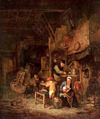 Peasant Family by a Hearth