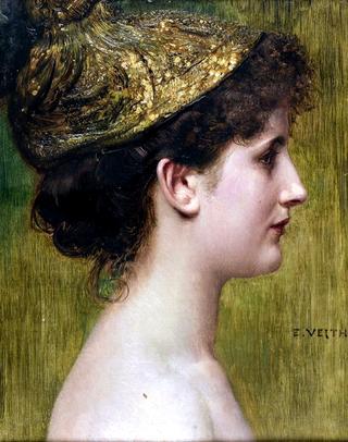 Young woman with gold cap