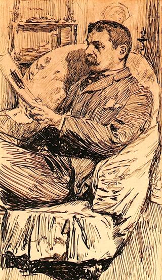 Portrait of a Man Reading in a Den
