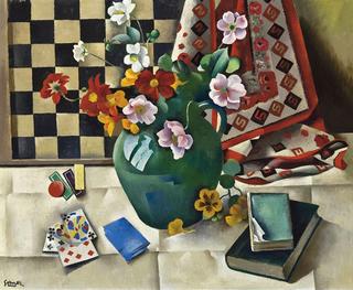 Still Life with Flowers and Playing Cards