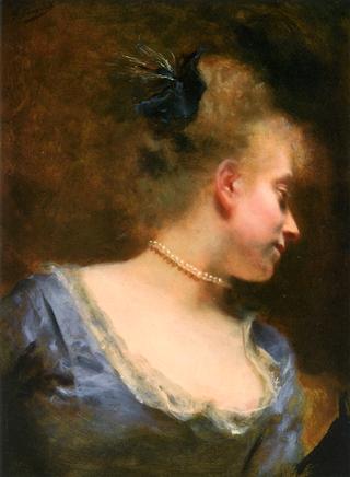 A Portrait of a Young Girl with Pearl Necklace