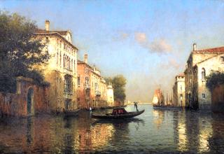 A Gondola on a Canal, Venice