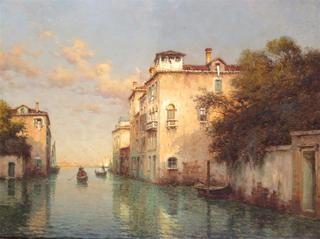 Gondola on a side Canal, Venice